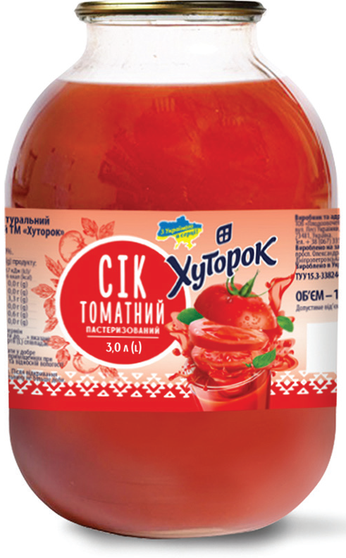 Сік томатний натуральний ТМ «Хуторок» 3л